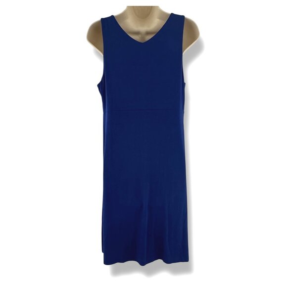 Tommy Bahama Navy Blue Tambour Shirred V-Neck Dress Size M Soft Knit Summer - Picture 4 of 8